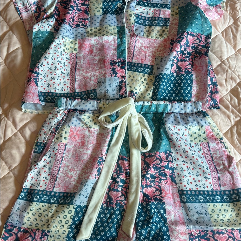 Simply Southern woman’s Pajama Set in Pink, Green, and Cream